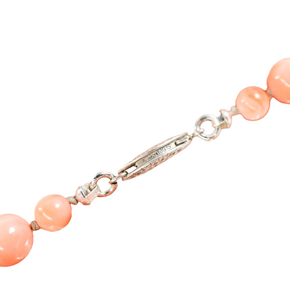 Salmon Pink Peach Momo Coral Necklace - New Strung w NOS Beads - 40g 18” - Picture 5 of 11